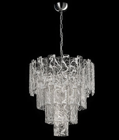 Mid-century white corteccia glass chandelier in custom sizes