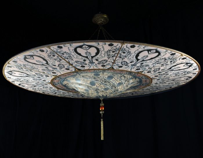 Two metre Murano glass Fortuny style ceiling light