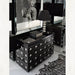 Dramatic art deco chest of drawers in black Venetian glass