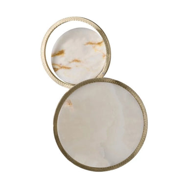 Brass Circular Wall Light with Alabaster Elements