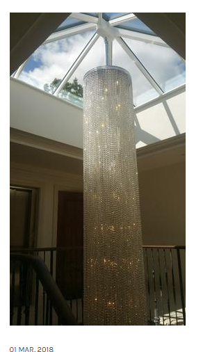 8M Tall Crystal Waterfall Chandelier, Custom Made With Glittering Italian Crystals