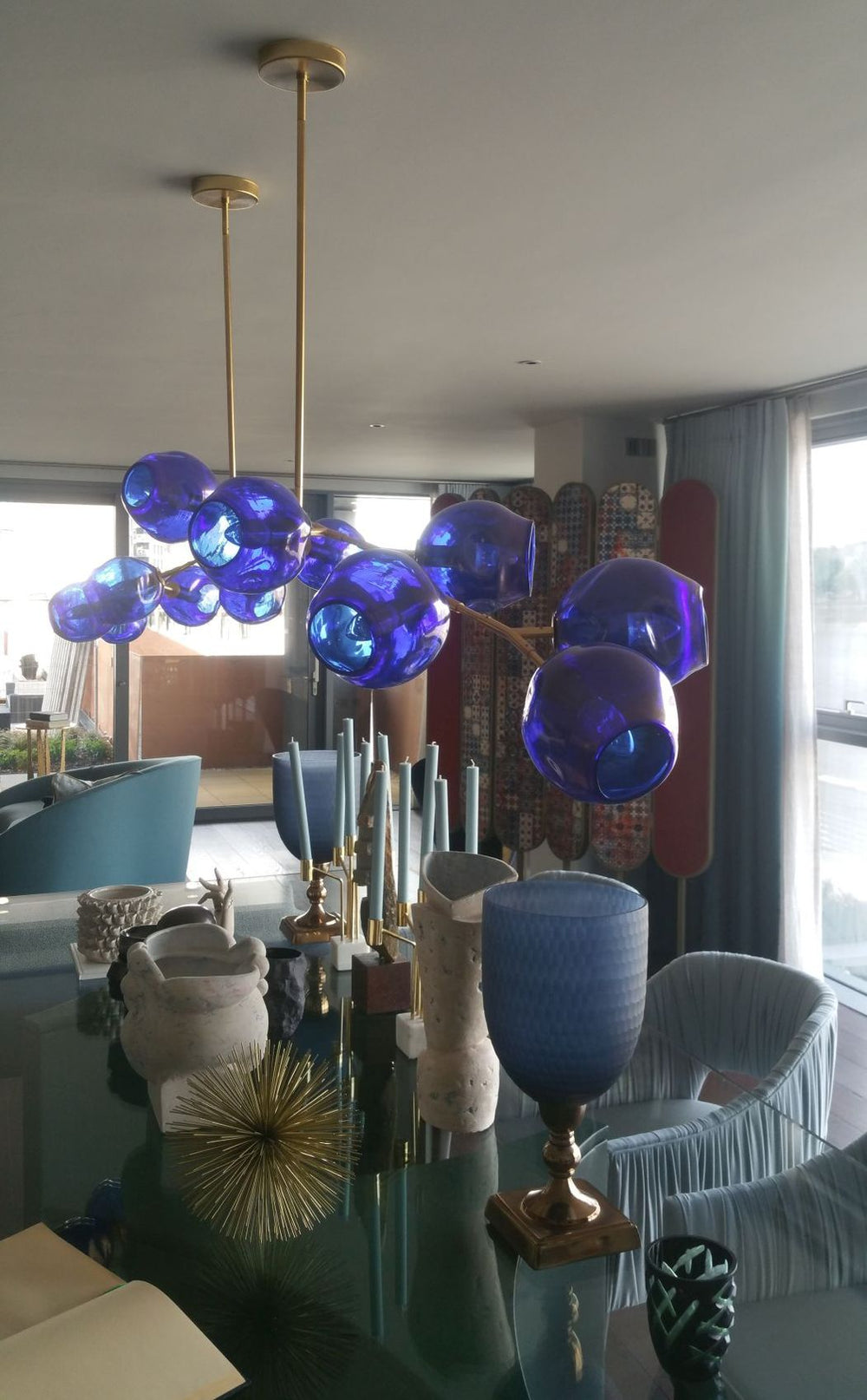 Tailor-Made Murano Glass Chandelier In Cobalt Blue