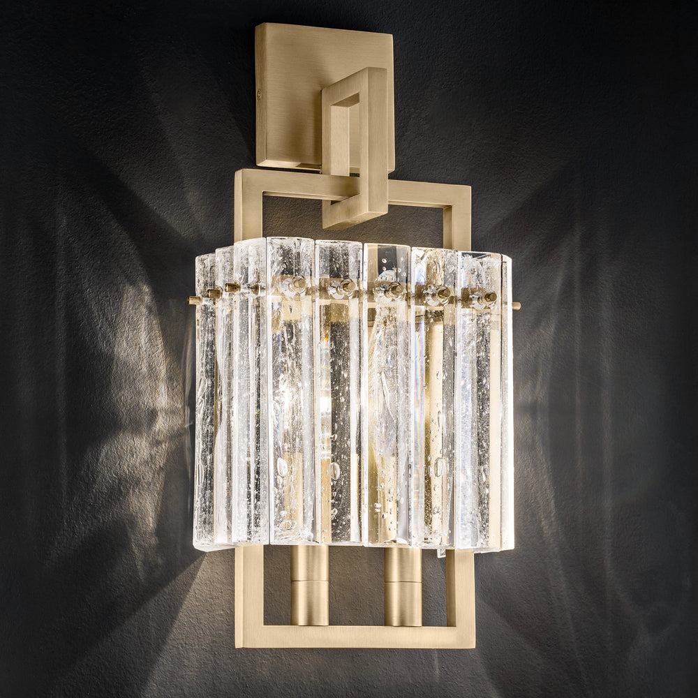 Modern Gold Wall Light with Glass Panels inspired by Rock Crystal