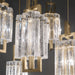 Modern Gold Ceiling Pendants with Glass Panels inspired by Rock Crystal