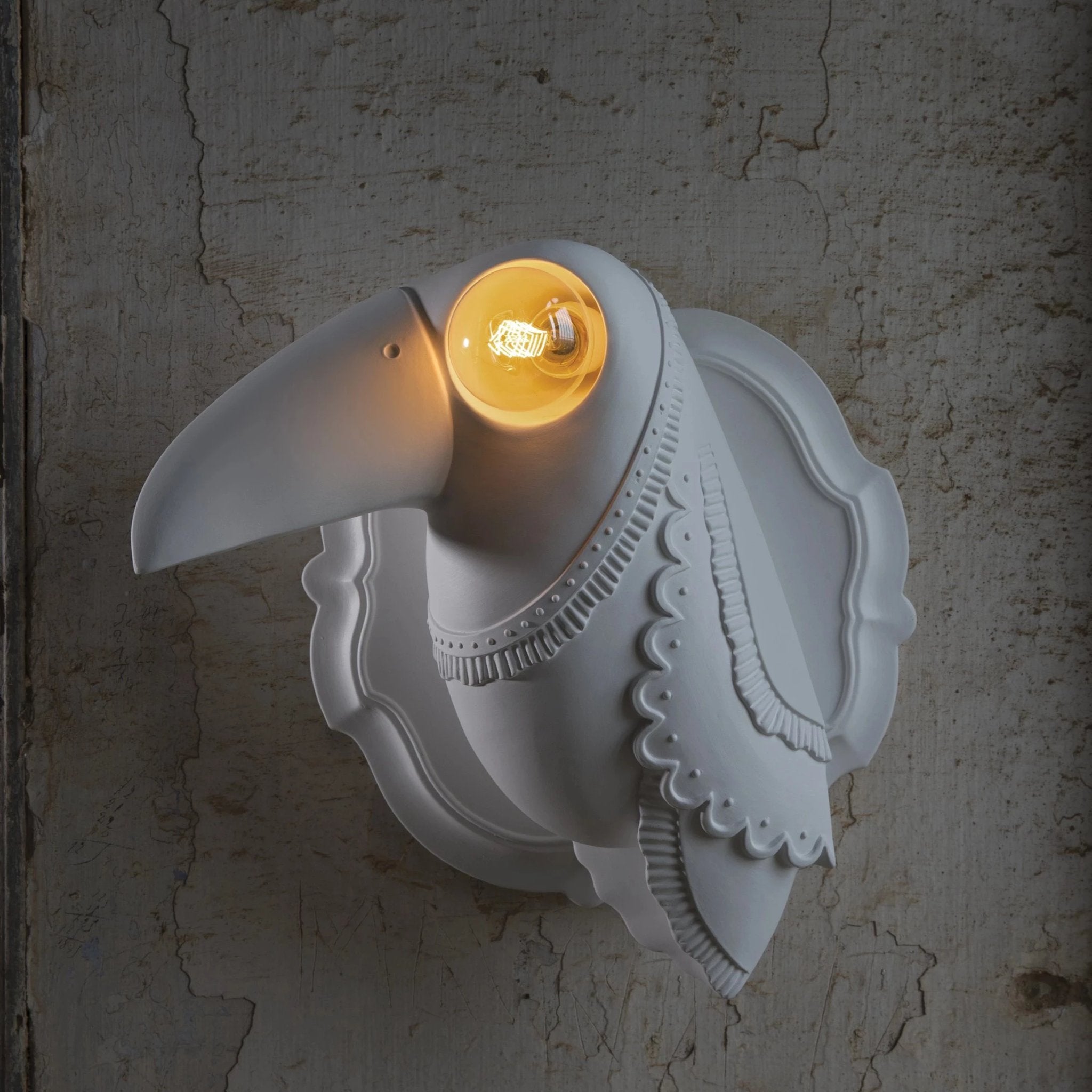 Statement White Bird Ceramic Wall Light