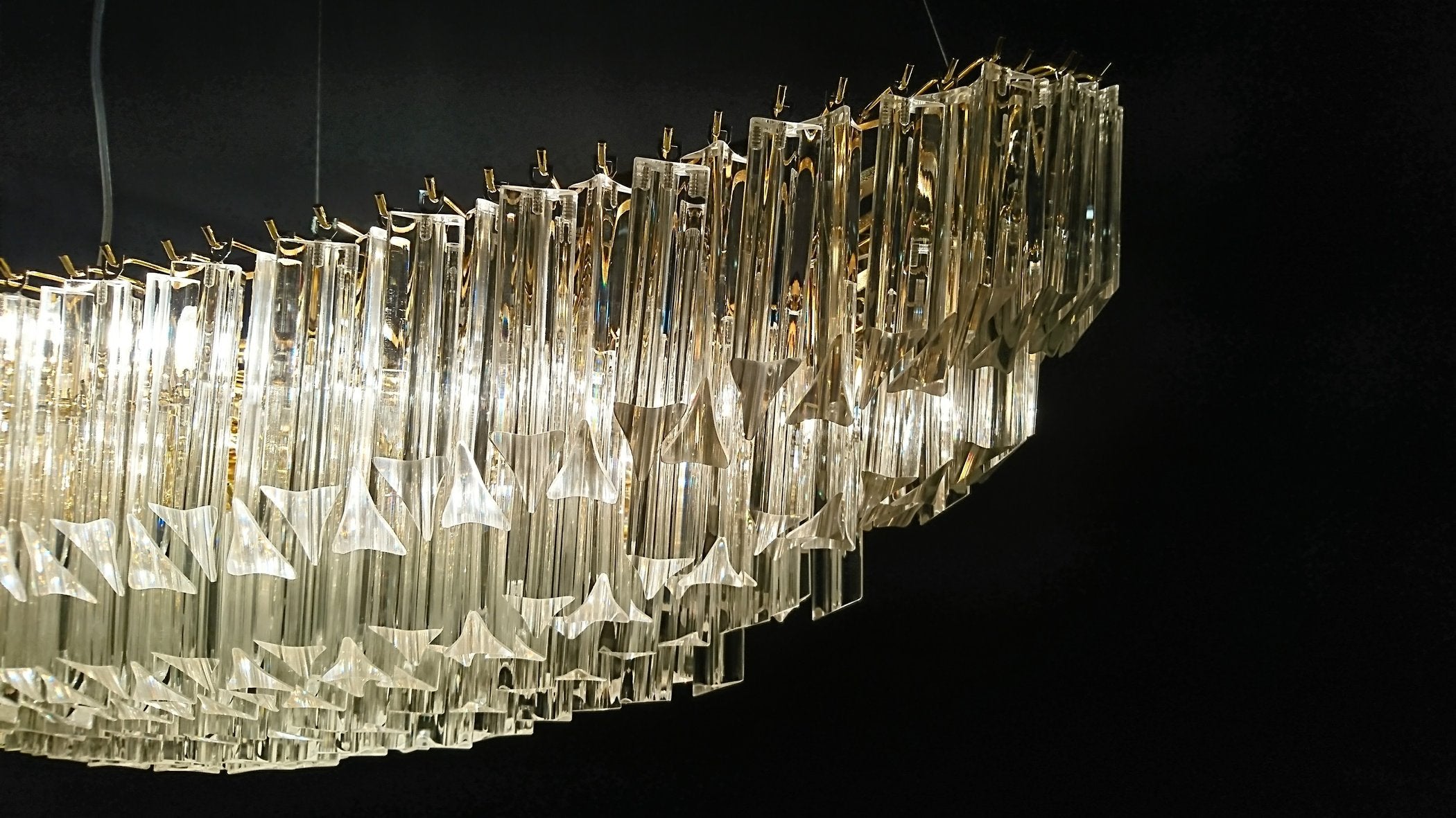 Custom 3 Sided Murano Glass Prism Chandelier — Italian Lighting