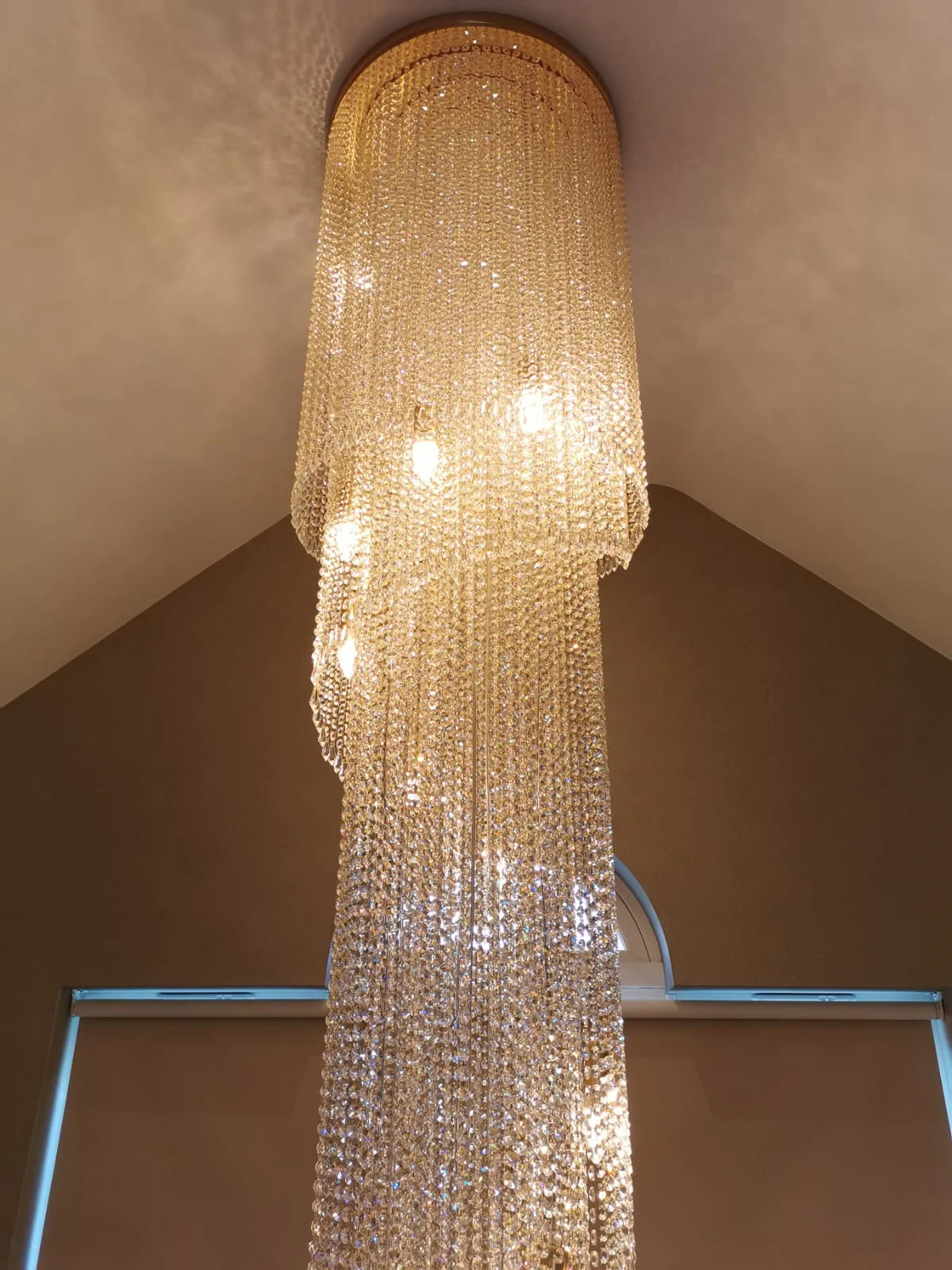 Long Stairwell Hallway Crystal Waterfall Chandelier In Asfour Crystal Stunning Twister Chandelier