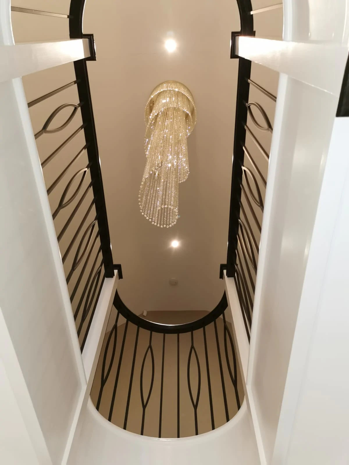 Long Stairwell Hallway Crystal Waterfall Chandelier In Asfour Crystal Stunning Twister Chandelier