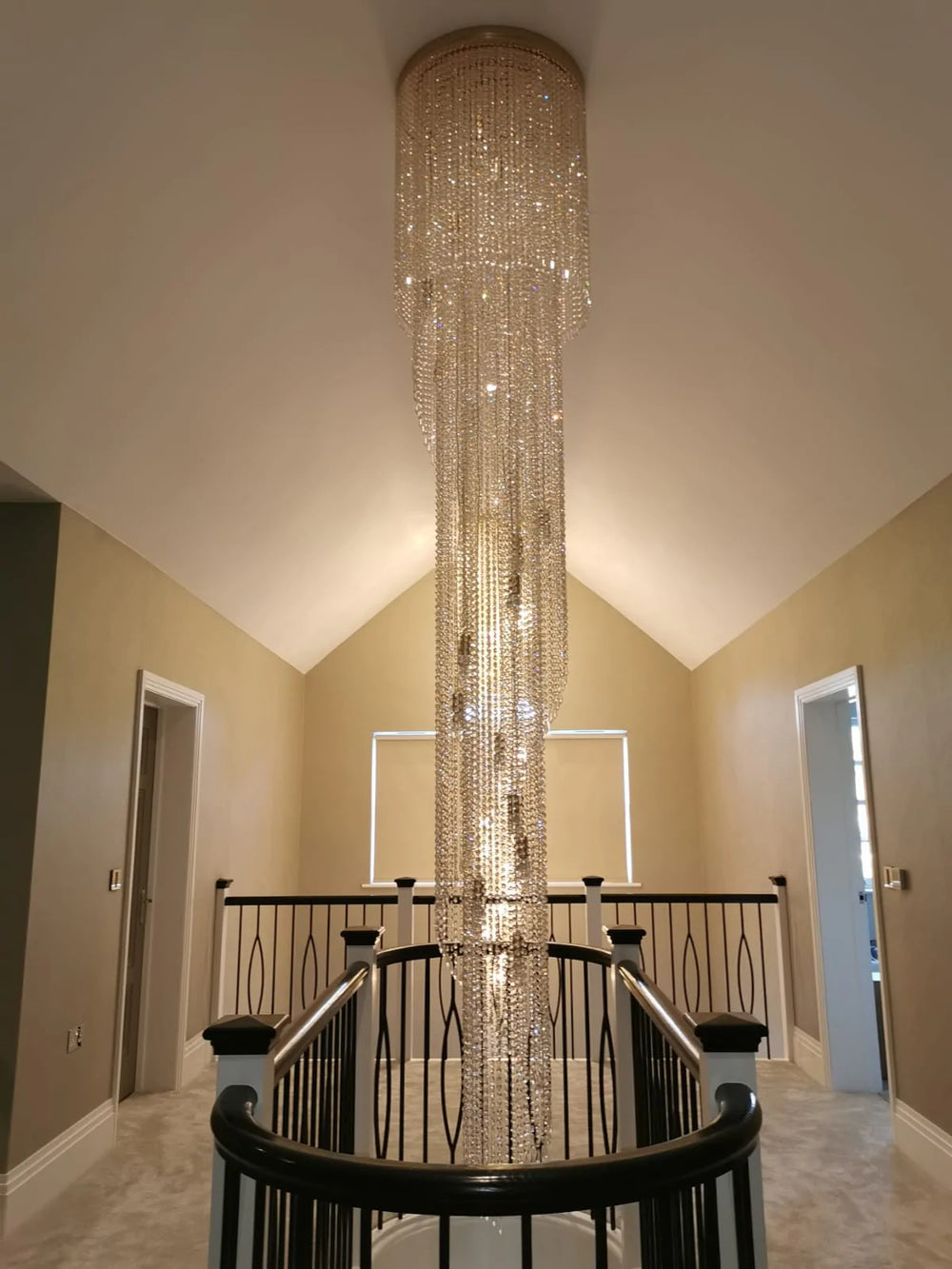 Long Stairwell Hallway Crystal Waterfall Chandelier In Asfour Crystal Stunning Twister Chandelier