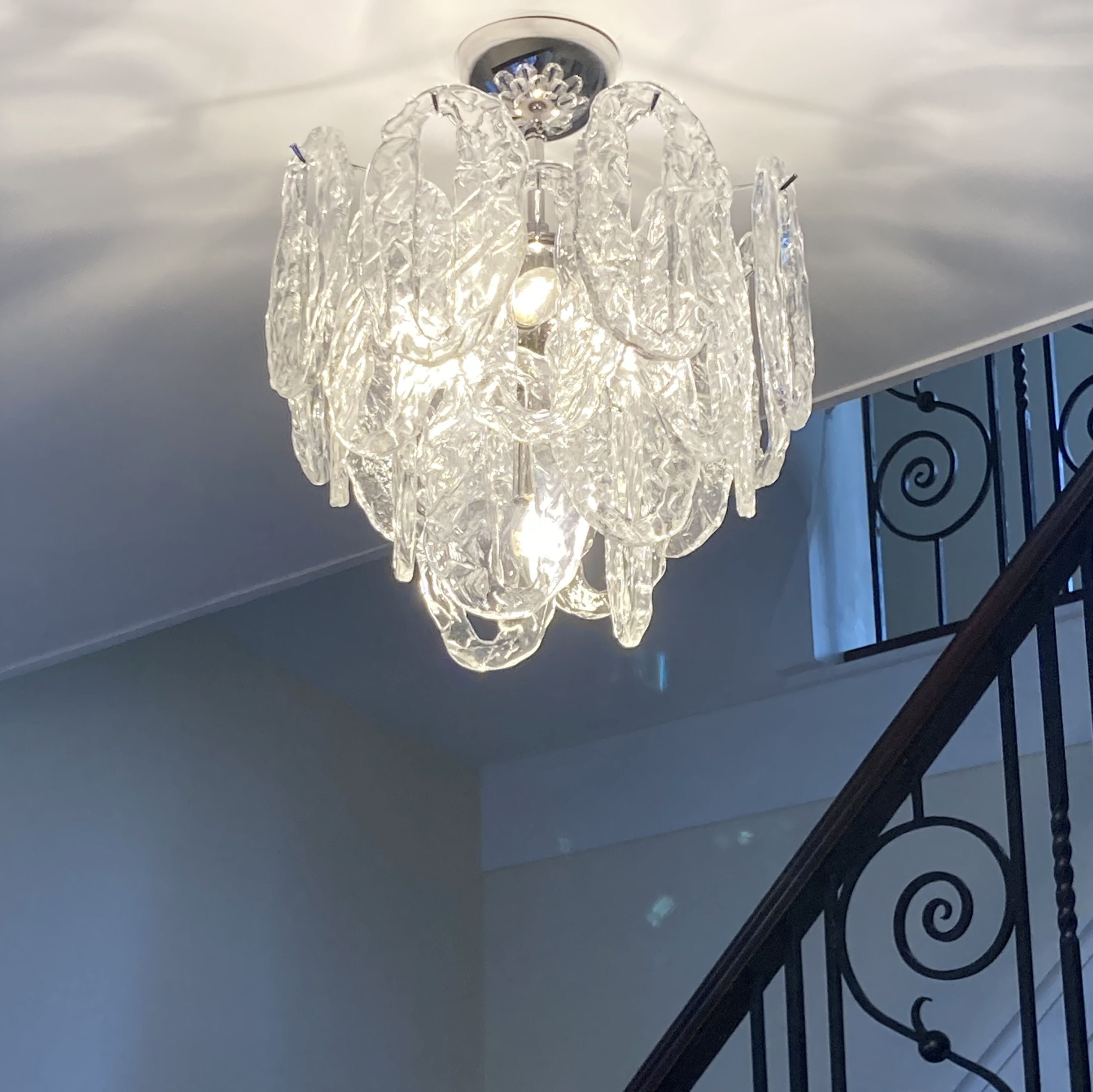 Ghiaccio Or Cracked Ice Glass Chandelier In Custom Sizes