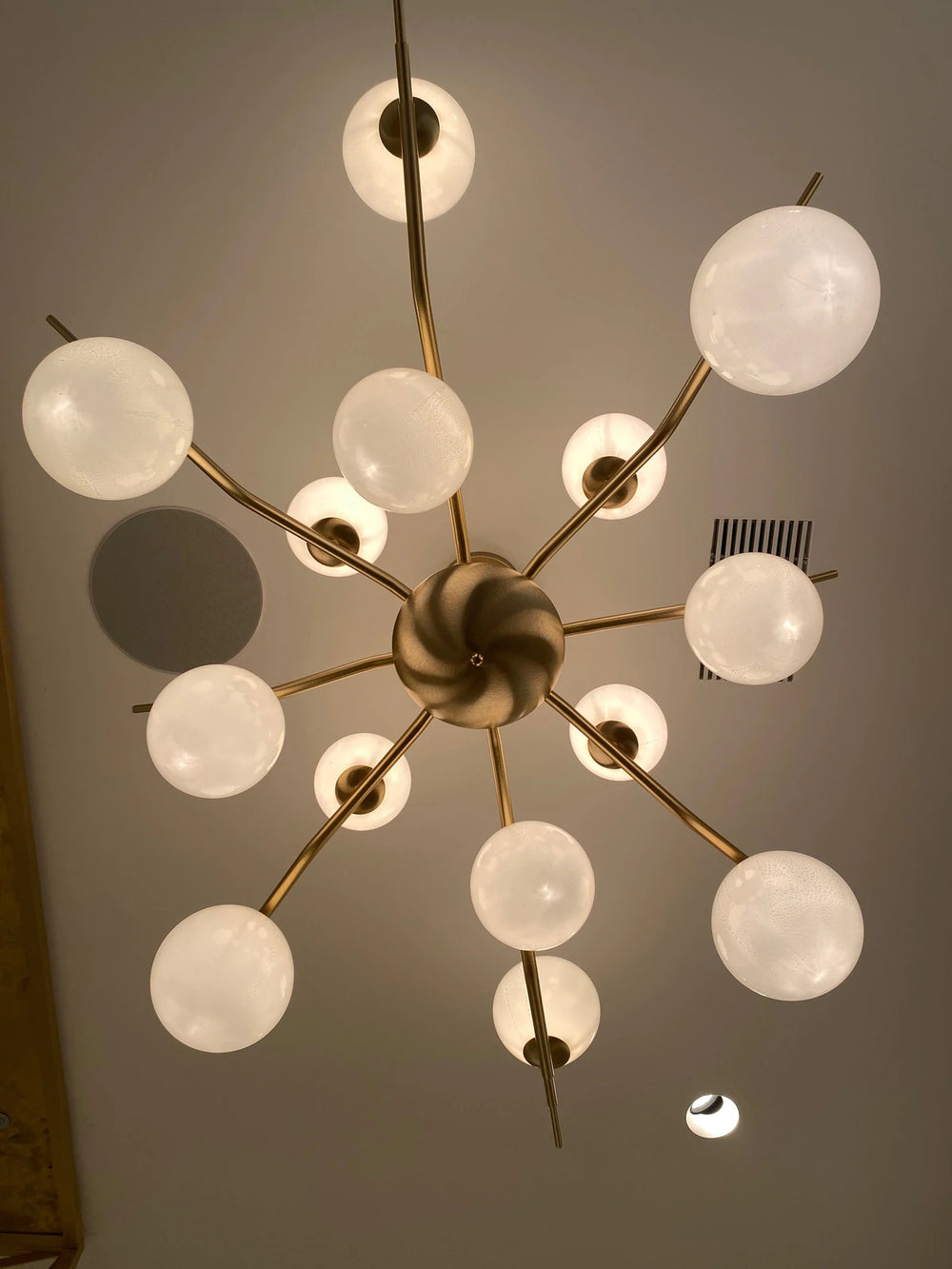 Mid-Century Styled Matching Ceiling Light With Pendant Lights Blown Glass