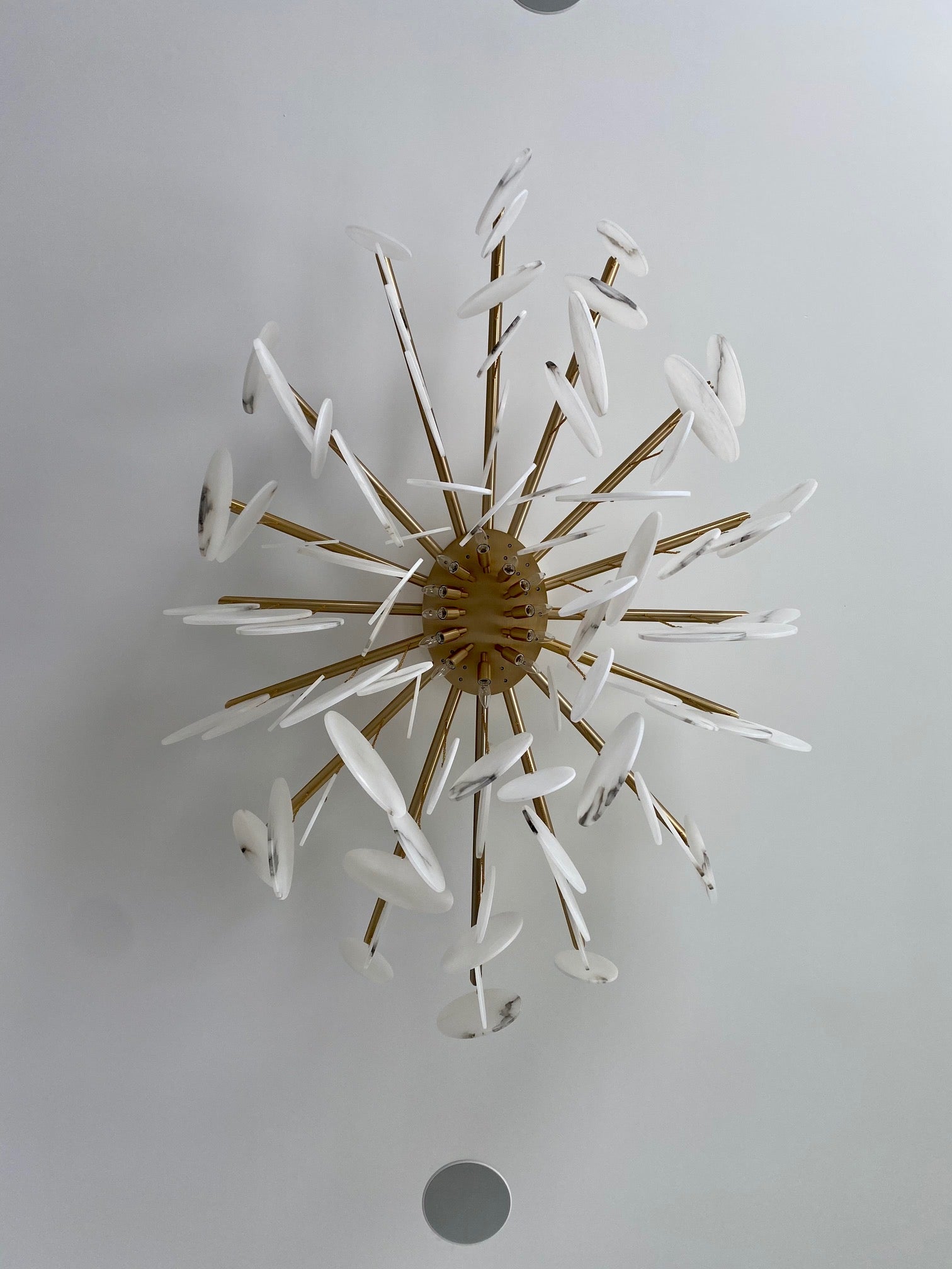 Italian White Alabaster Ceiling Chandelier