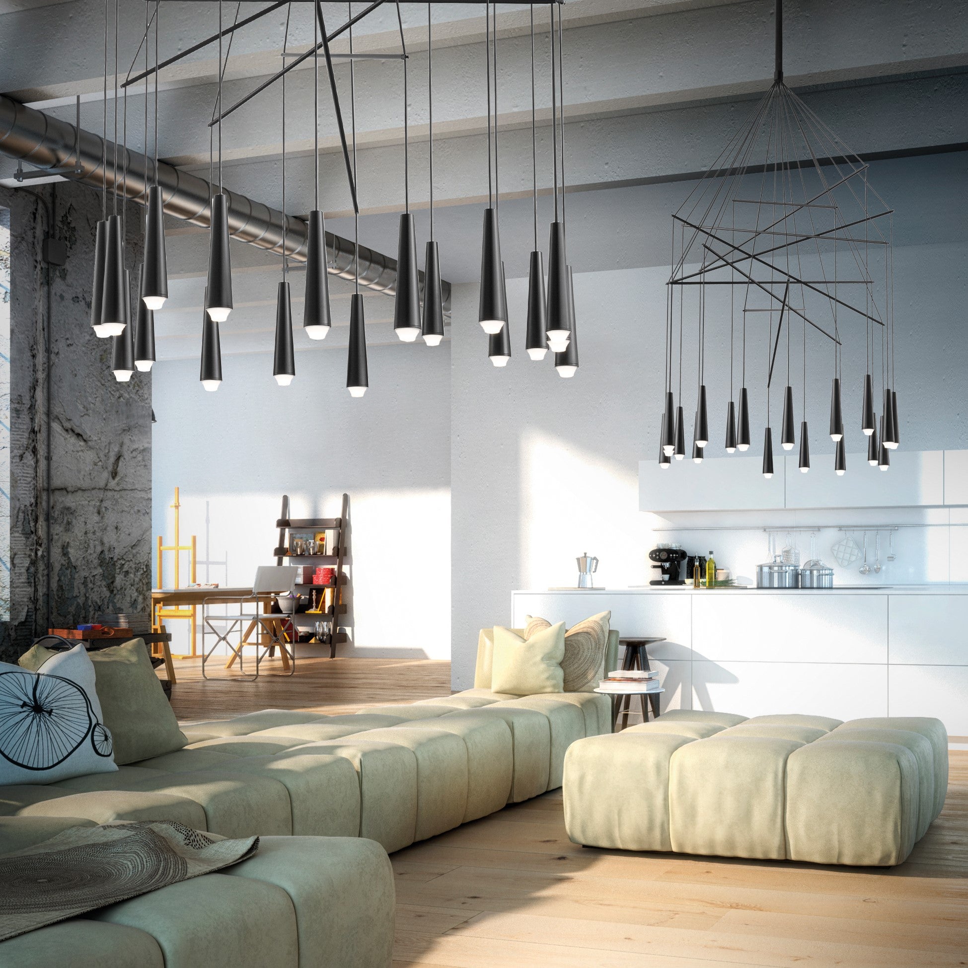 Mikado pendant lights in various combinations