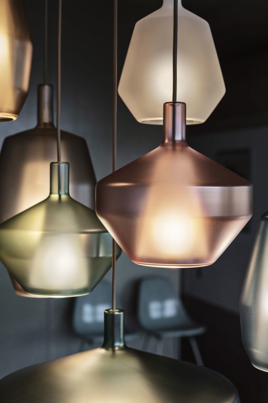 Collection of hanging glass pendant lights