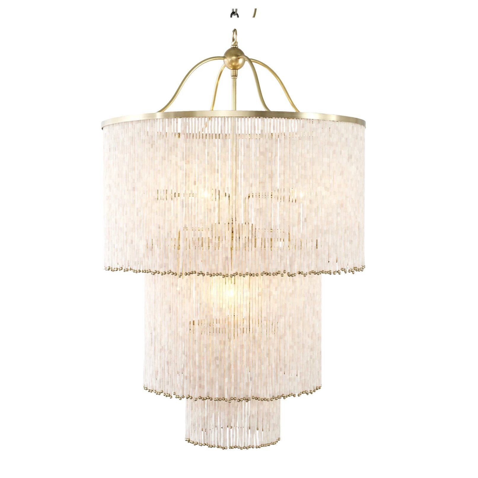 Art Deco Blush Glass Straw Chandelier