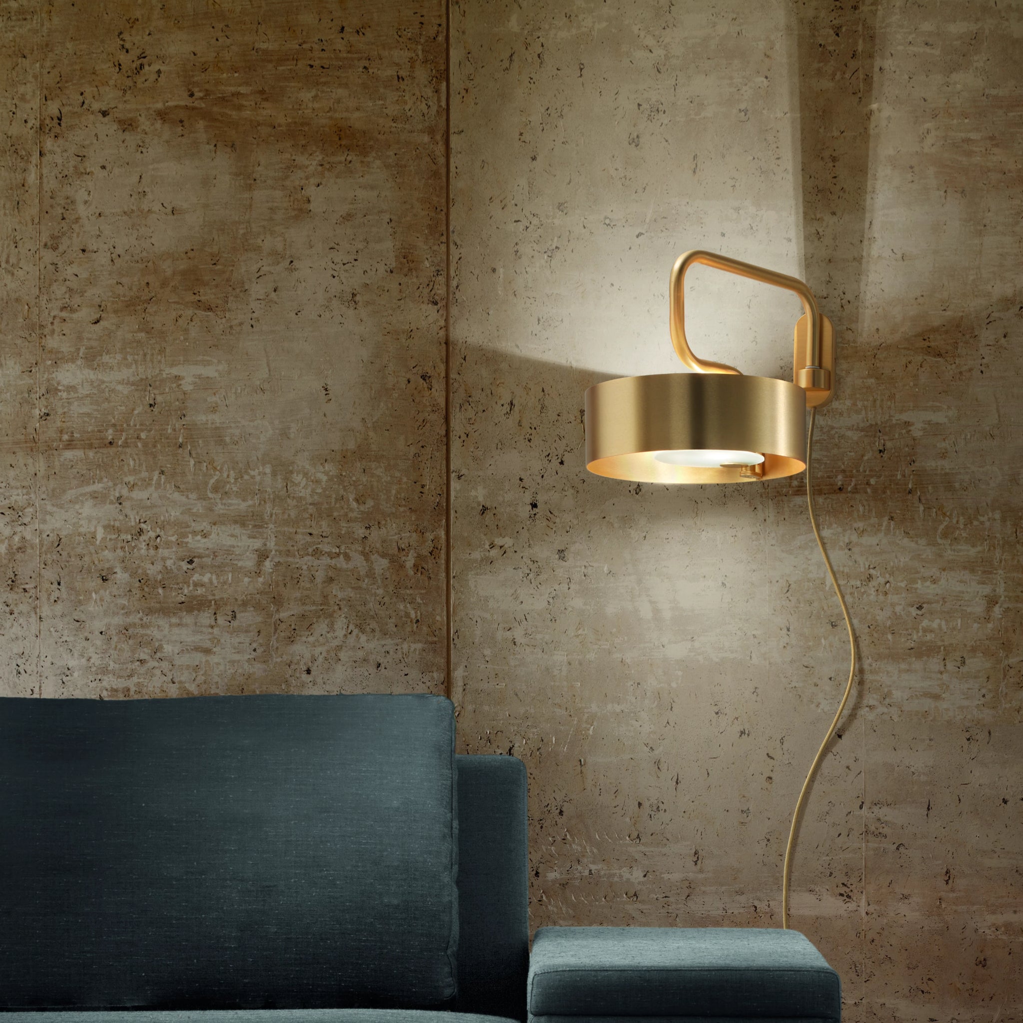 Modern Round Gold Metal Wall Light