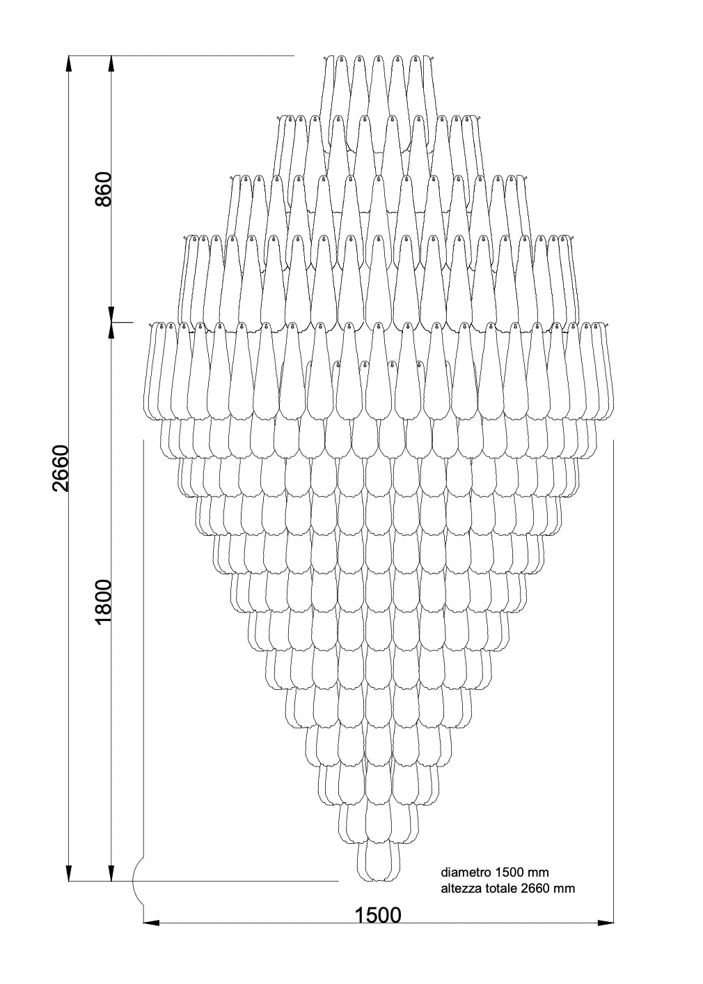 Textured Petal Glass Elements Large Chandelier