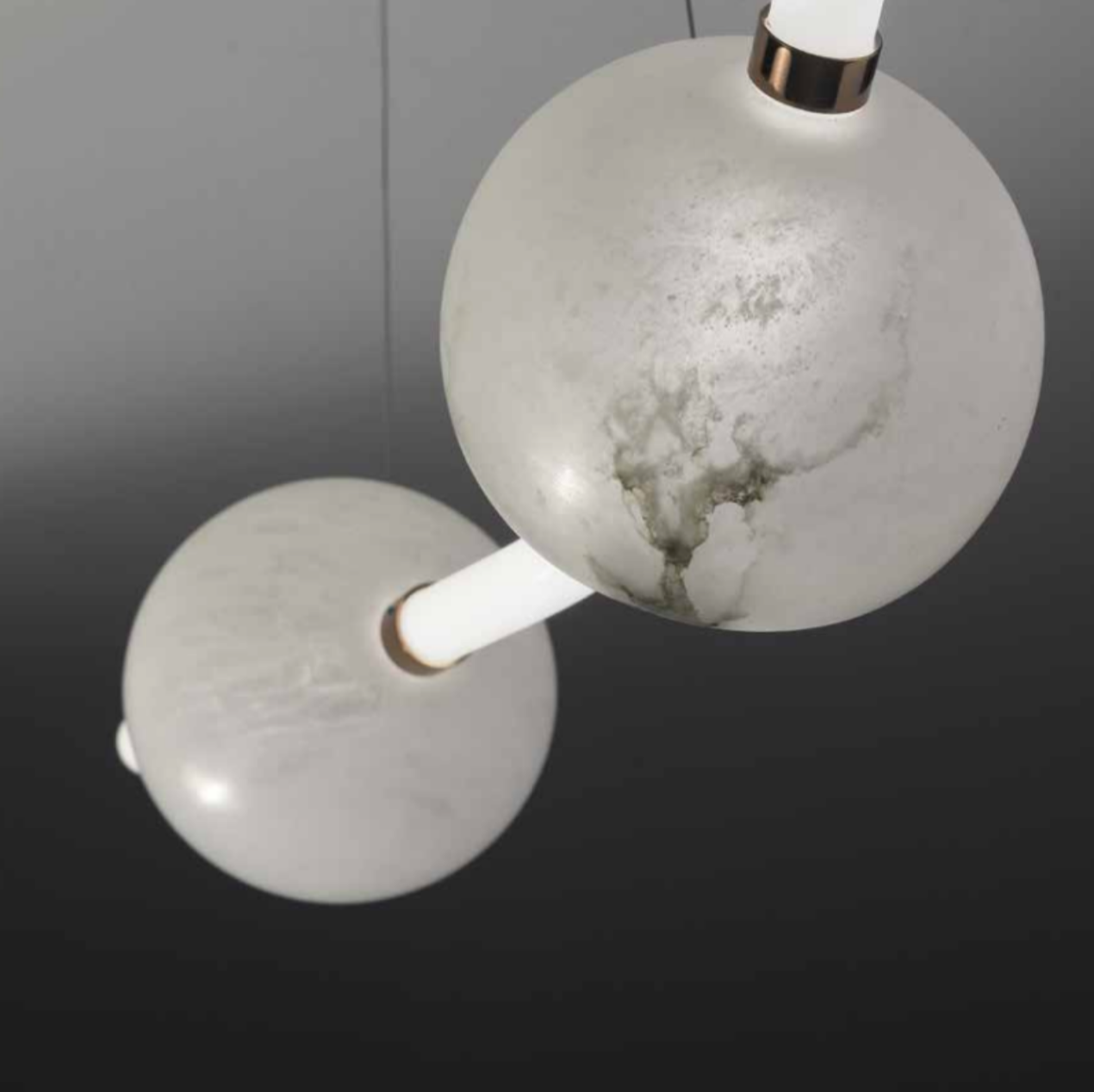 Large LED Wave White Alabaster Sphere Pendant Chandelier