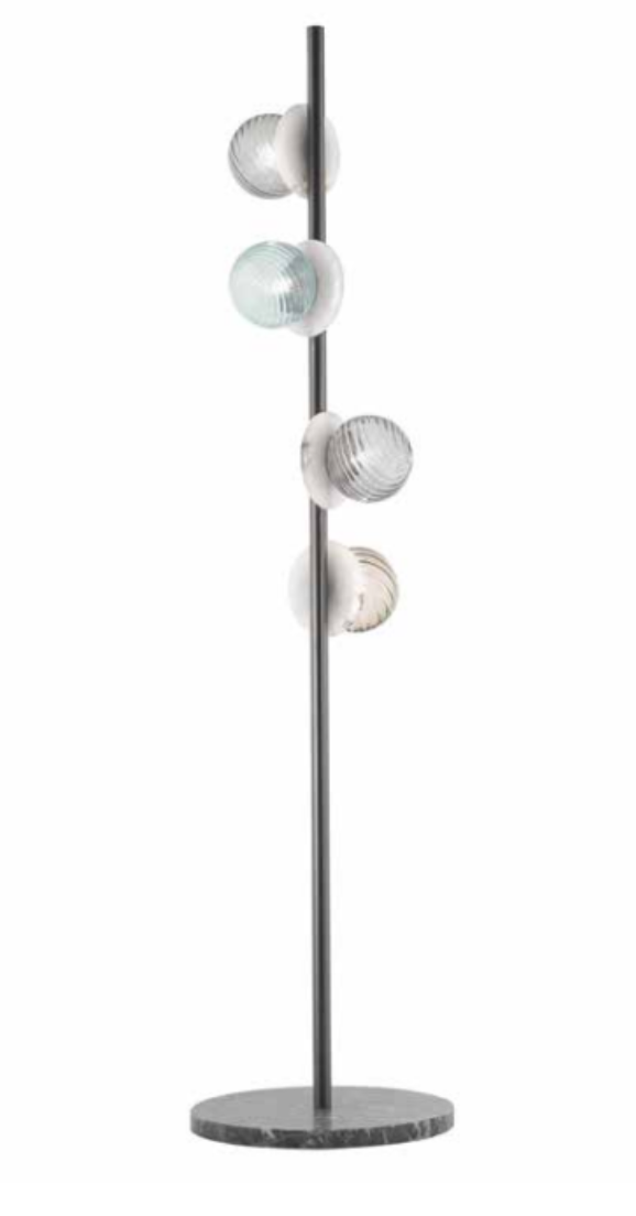 Tiffany Turquoise And London Grey Murano Glass & Modern Alabaster Floor Lamp