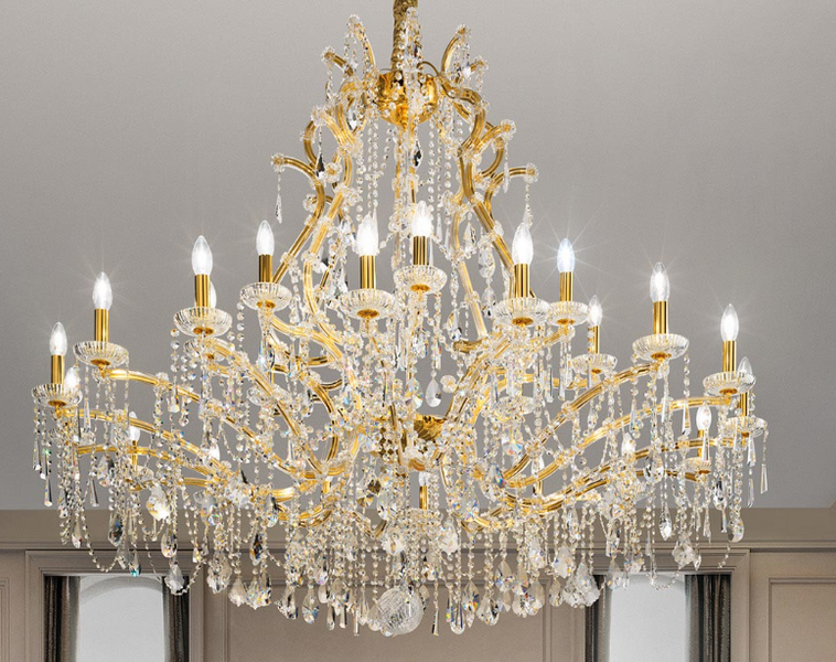 cut crystal and gold chandelier | large centrepiece 25 light