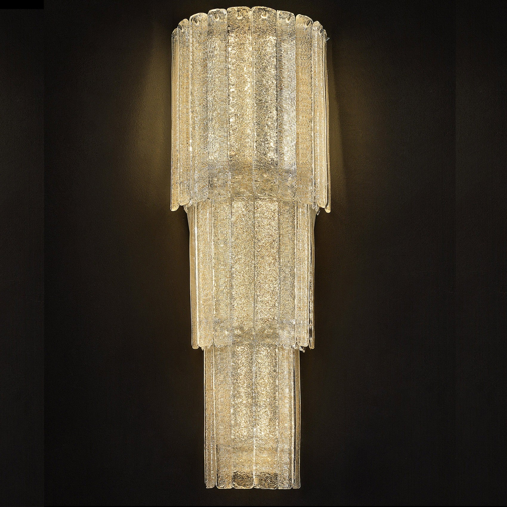 Mid Century-Style Floated Glass Wall Chandelier With 'Graniglia' Granulated Glass Finish