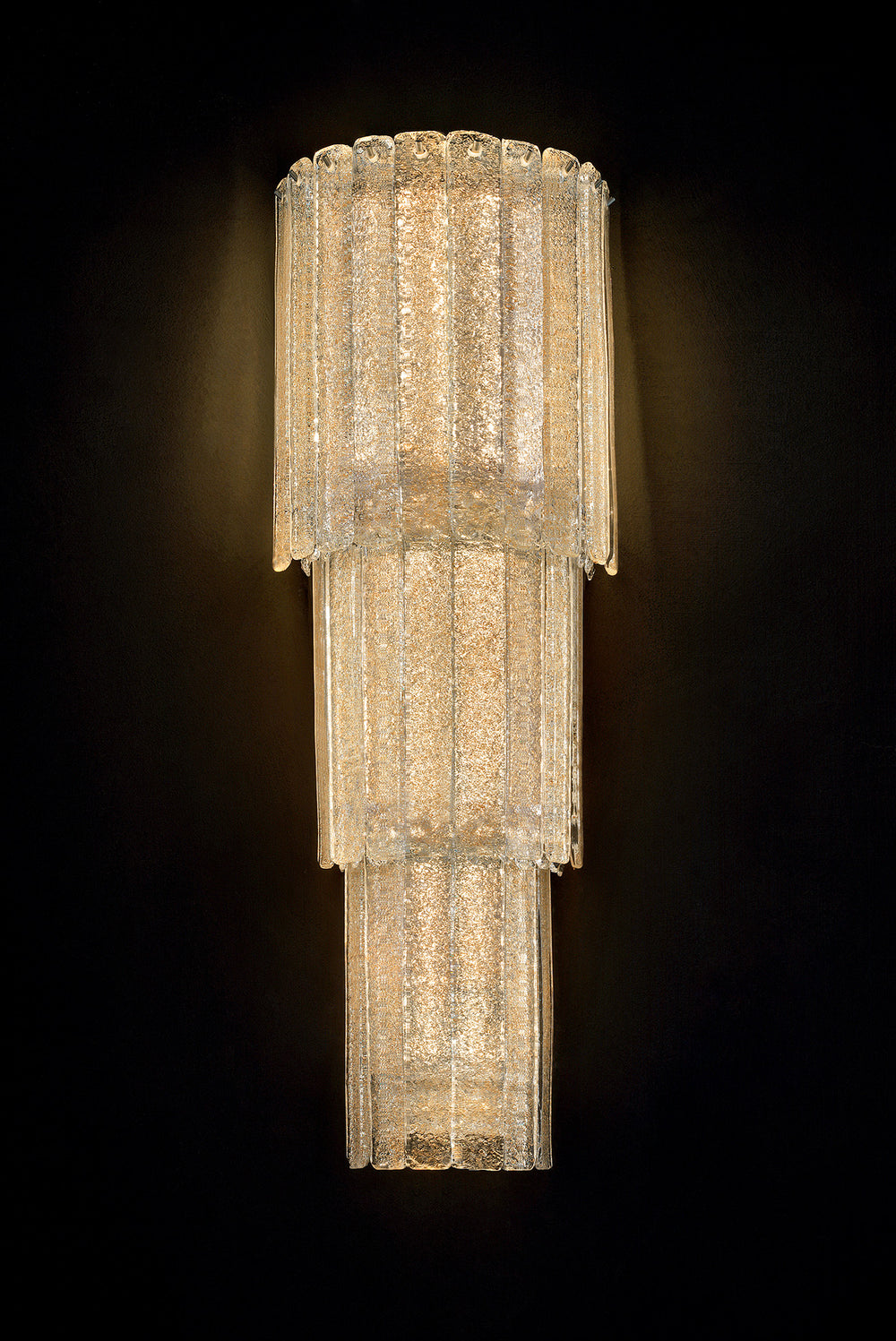 Mid Century Wall Light with Amber Graniglia Hand Cut Glass