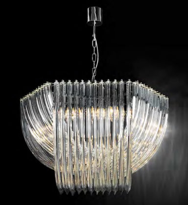 Mid Century-Style Murano Glass Curved Prism Chandelier In 3 Sizes