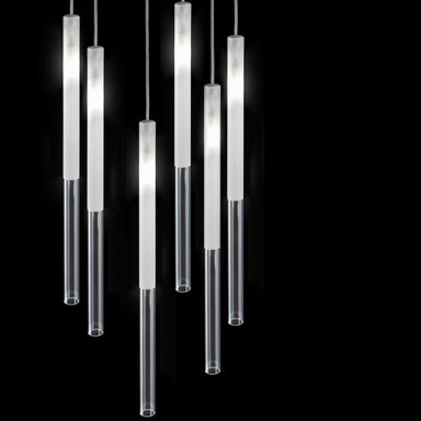 Frosted Candle-Like Suspendent Lamp | modern glass ceiling pedant | clustered modern lighting | LED G9