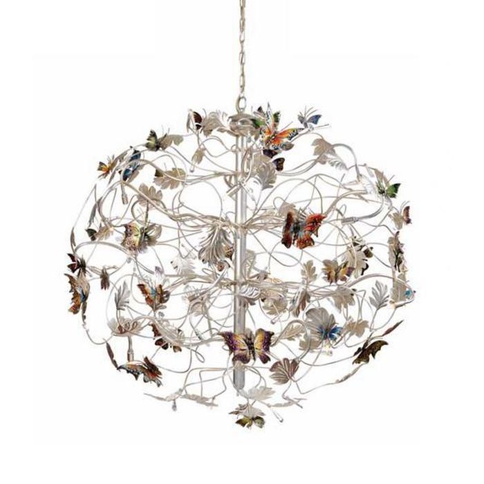 Chandelier in Silver Metal with Butterfly & Swarovski Elements