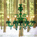 Clear, blue, or green crystal & glass chandelier
