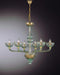 Green handblown Murano glass 6 light chandelier