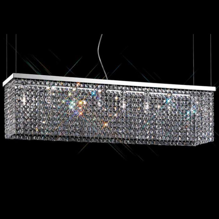 Modern dining table chandelier with coloured lead crystal