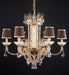 6 Light Chandelier with Crystal Glass Pendants and Shades
