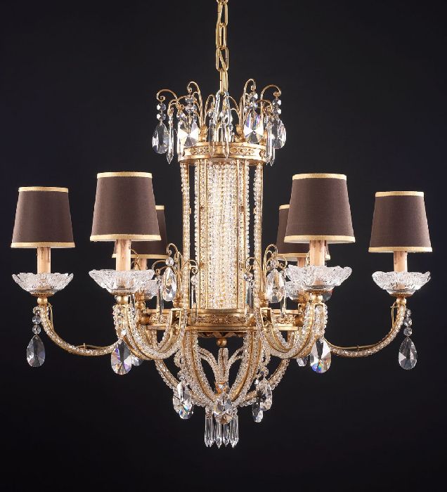 10 Light Silver Chandelier with Bohemian Crystals