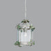 Silver & Glass Hanging Ceiling Lantern with Cage & Green Ivy