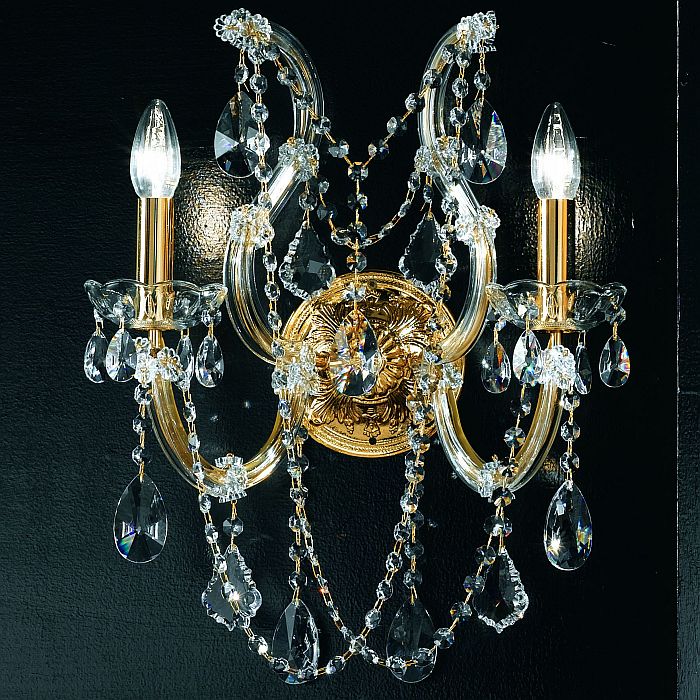 Gold Plated Crystal Glass Wall Light
