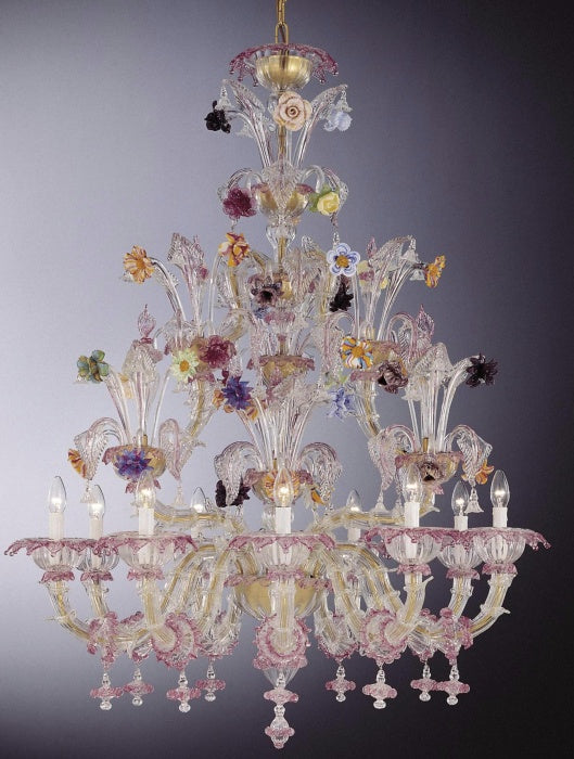 Murano multicoloured flower chandelier