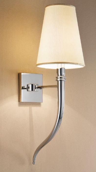 Polished Nickel Wall Light with Ivory Shade