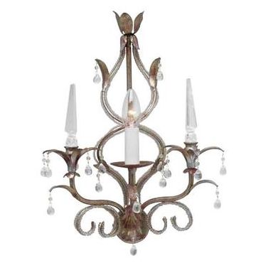 Silver Metal and Glass Crystals Single Lamp Sconce