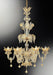 Gold and clear glass 6 light Murano glass flower chandelier