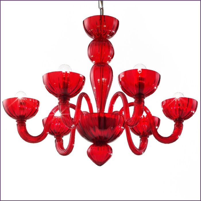 Modern red, blue, amber or green Murano chandelier