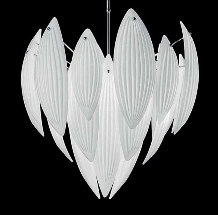 Milk-white 70s style Murano glass pendant light in 5 sizes