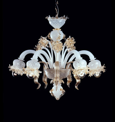 Small silk white Murano glass chandelier