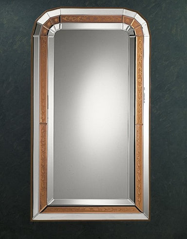 Tall Beveled Venetian Mirror With Wooden Frame