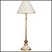 Gold and white table lamp with gold ball