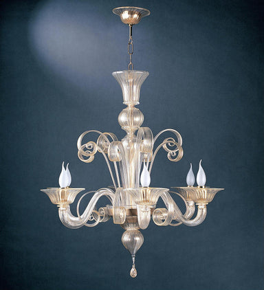 Murano glass chandelier with 24 carat gold decoration