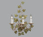 Gold Metal Triple Lamp Wall Light with Green Ivy