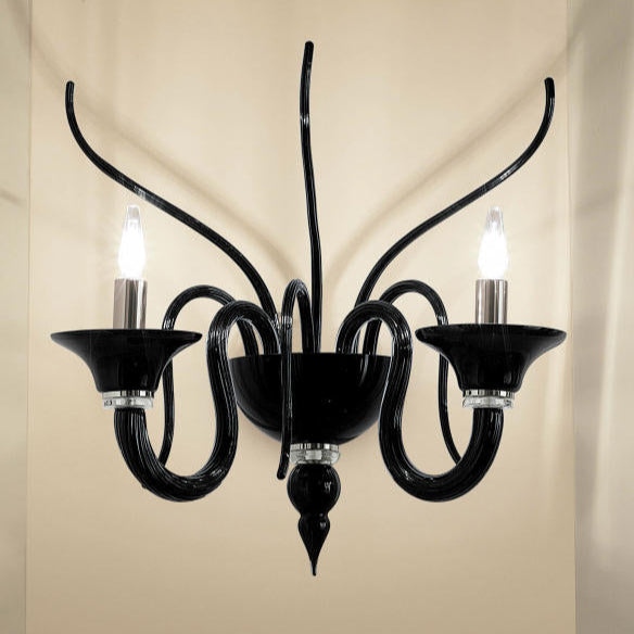 Black Italian glass wall chandelier in the Venetian style