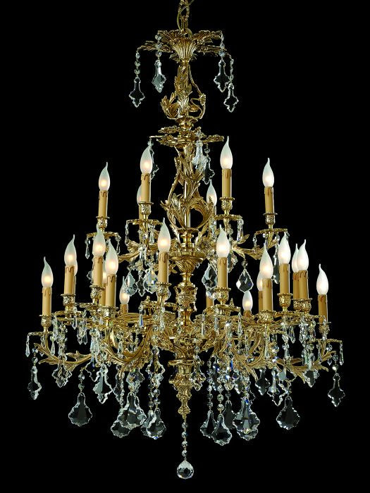 24 light gold-plated chandelier in the Rococo style