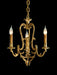 Traditional gold-plated chandelier with three candle lights